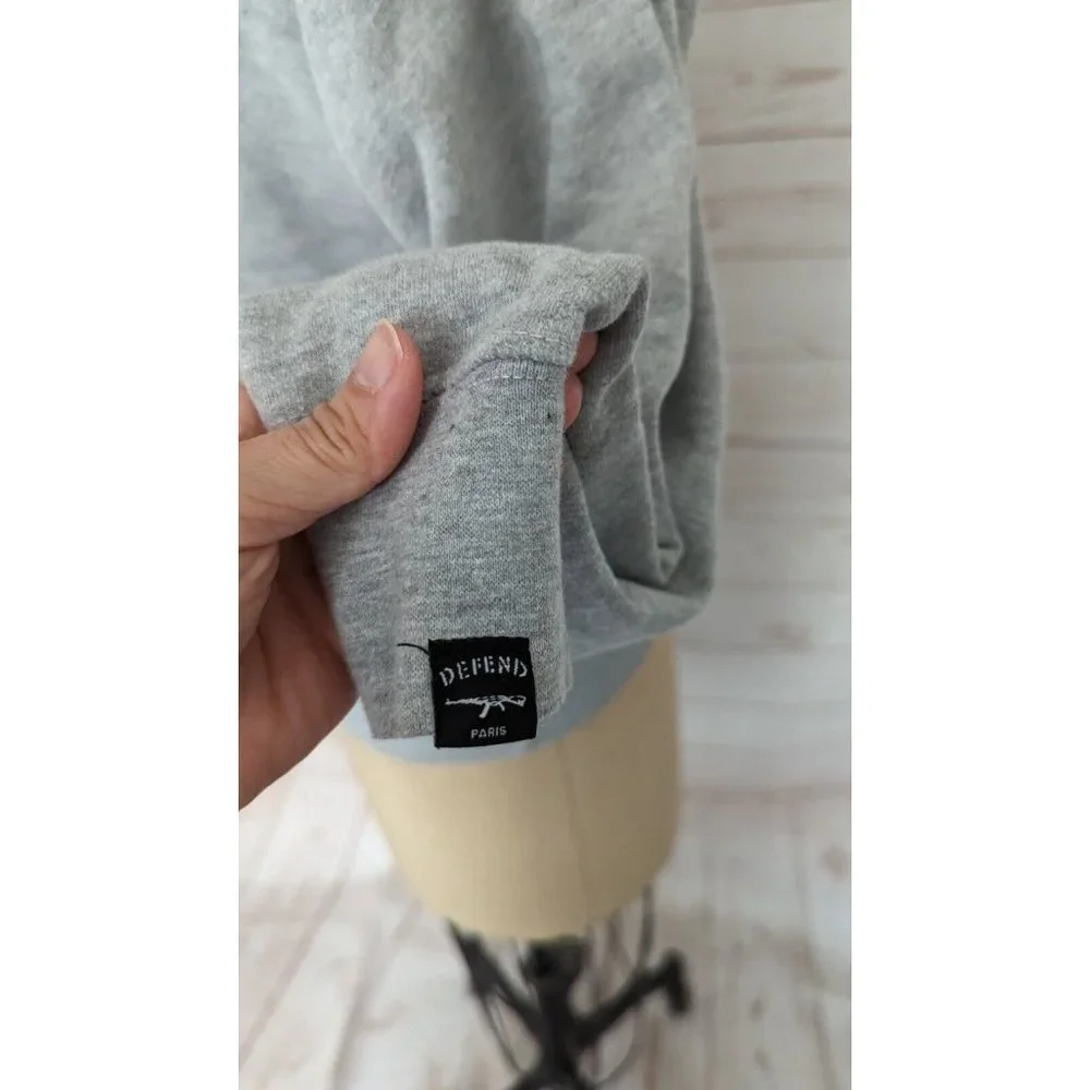 SOLD Defend Paris Unisex Sweatshirt Size Small S AK-47 Pullover Gray Grey - Picture 4 of 8